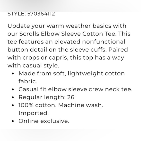 Chicos tee shirt sleeve knit size 0 4/6 size crew neck cotton NWT button sleeve - Picture 2 of 6